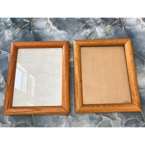 Vintage Solid Oak Picture Frames 11 x 9" Wall Mount Set Of 2
